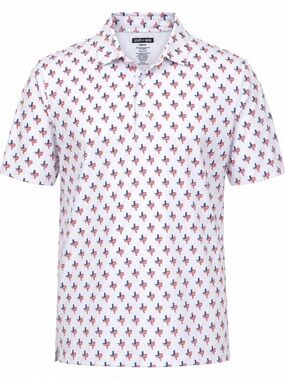 NWT State of Mine Texas Flag Polo Shirt Men’s Medium White Patriotic Stretch